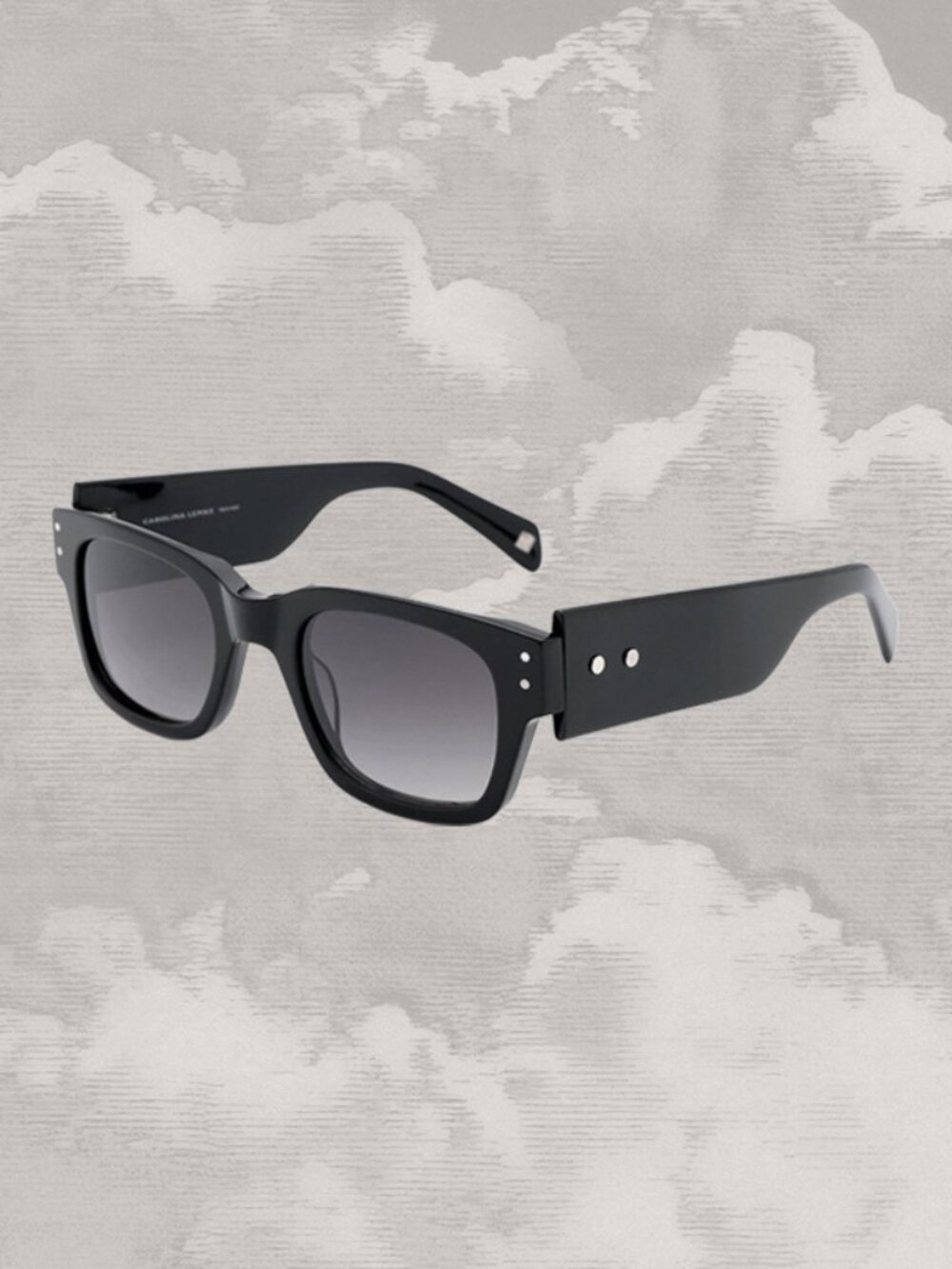 CAROLINA LEMKE NIB Black Shell Sunglasses grey lenses Modern Wayfarer NWT